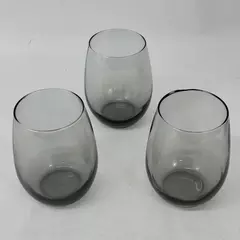 Lot Of 3 Libbey Gray 5 Inch Stemless Wine Glass Tumblers