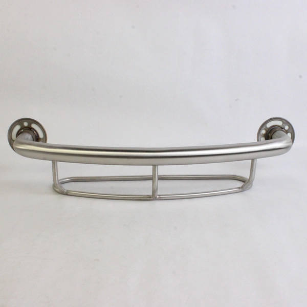Moen Bathroom Safety 16" Screw In Curved Bathroom Grab Bar Built-In Shelf