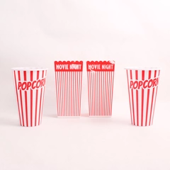 Lot Of 4 Unbranded Movie Night Red/White Plastic Popcorn Buckets