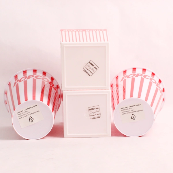 Lot Of 4 Unbranded Movie Night Red/White Plastic Popcorn Buckets