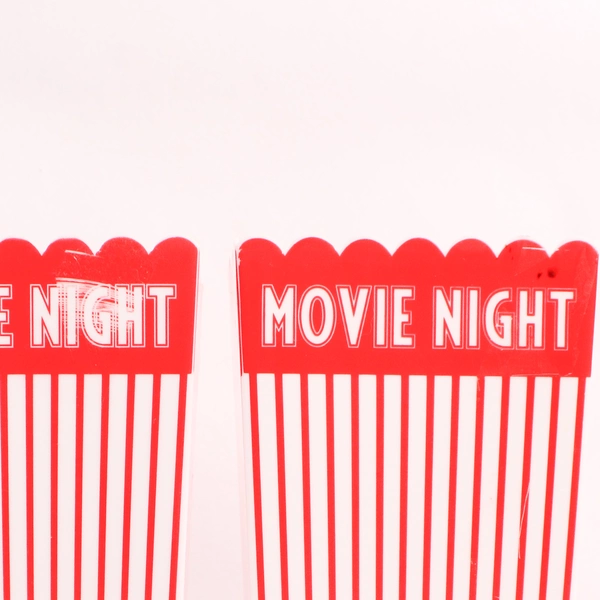 Lot Of 4 Unbranded Movie Night Red/White Plastic Popcorn Buckets