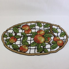Vintage Hand-Painted Centerpiece Table Runner Peach Fruit Design 17" x 28"