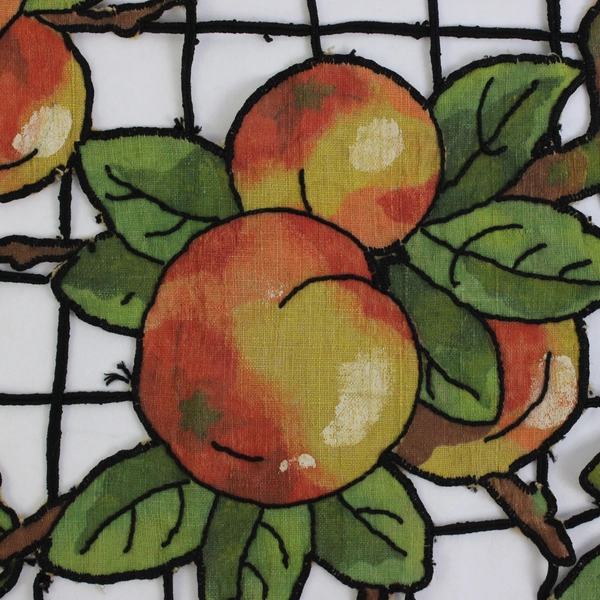 Vintage Hand-Painted Centerpiece Table Runner Peach Fruit Design 17" x 28"