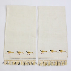 Set of 2 Vintage Cross Stitch Duck Design Fingertip Towels