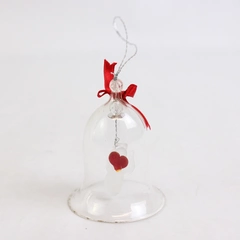 Unbranded Clear Glass Bell W/ Little Angel Holding A Heart Trinket Decor 3" Tall