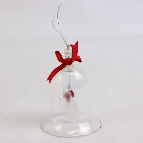 Unbranded Clear Glass Bell W/ Little Angel Holding A Heart Trinket Decor 3" Tall