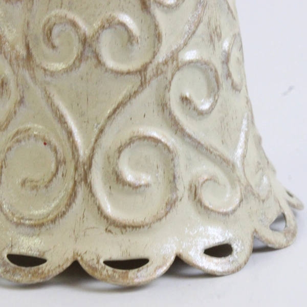 Unbranded Small Metal Bell Swirl Iridescent Cream Trinket Decor 2.25" Tall