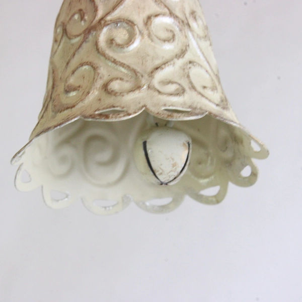 Unbranded Small Metal Bell Swirl Iridescent Cream Trinket Decor 2.25" Tall