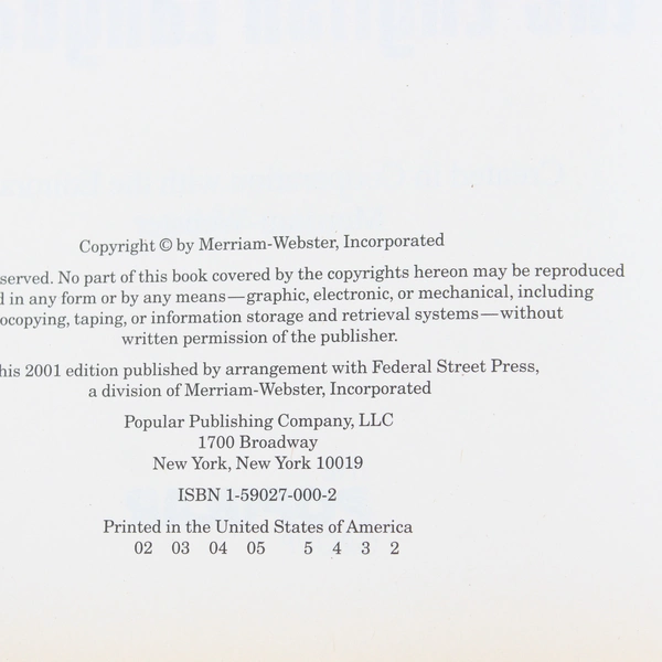 Webster’s New Dictionary of The English Language 2001 Hardcover