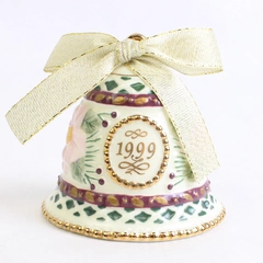 AGC Inc Ceramic 1999 Christmas Bell Trinket Hanging Decor Ornament 2.5" Tall
