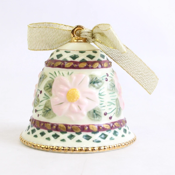 AGC Inc Ceramic 1999 Christmas Bell Trinket Hanging Decor Ornament 2.5" Tall