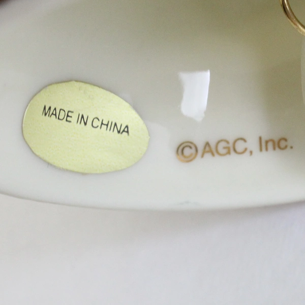 AGC Inc Ceramic 1999 Christmas Bell Trinket Hanging Decor Ornament 2.5" Tall