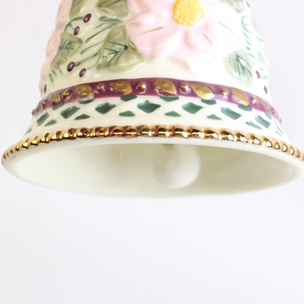 AGC Inc Ceramic 1999 Christmas Bell Trinket Hanging Decor Ornament 2.5" Tall