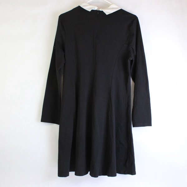 Aphratti Black Long Sleeve Women's Dress White Collar Size XXL Wednesday Adams
