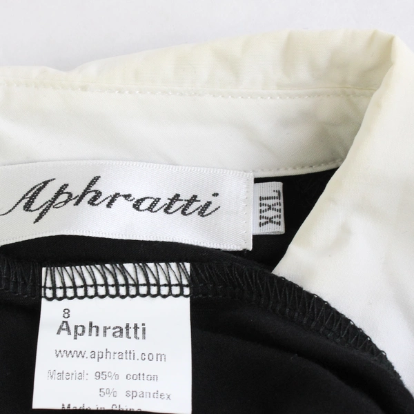 Aphratti Black Long Sleeve Women's Dress White Collar Size XXL Wednesday Adams