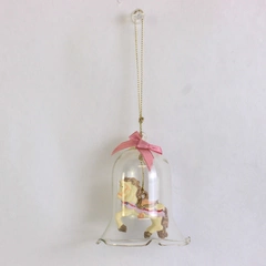 Unbranded Clear Glass Bell W/ Little Carousel Horse Trinket Decor 3" Tall