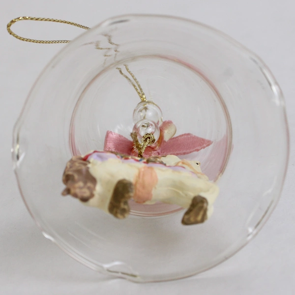 Unbranded Clear Glass Bell W/ Little Carousel Horse Trinket Decor 3" Tall