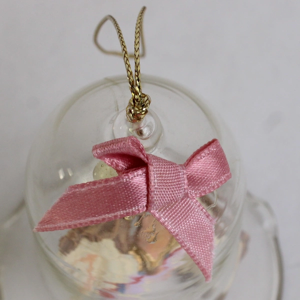 Unbranded Clear Glass Bell W/ Little Carousel Horse Trinket Decor 3" Tall