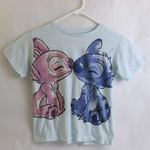 Disney Stitch Light Blue Kids T-Shirt Size Small (6/6X)