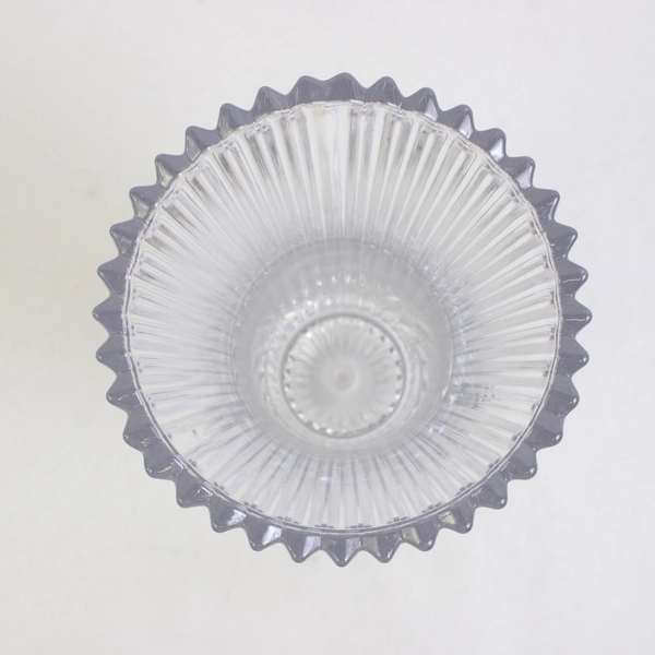 Unbranded Clear Crystal Glass Vase Vertical Striped 9" Tall 5.25" Diameter