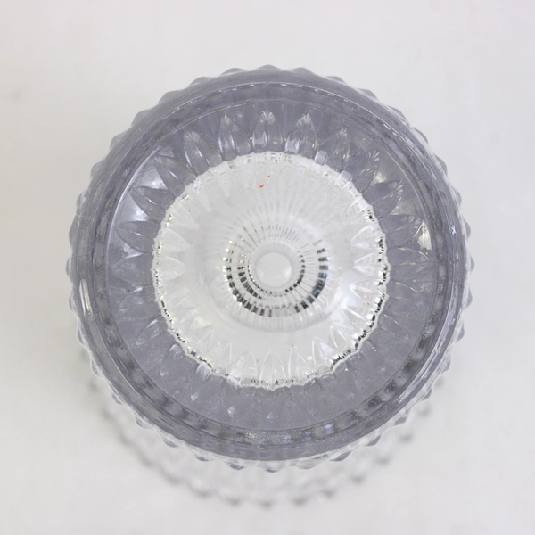 Unbranded Clear Crystal Glass Vase Vertical Striped 9" Tall 5.25" Diameter