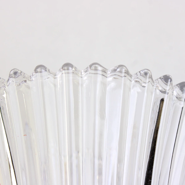 Unbranded Clear Crystal Glass Vase Vertical Striped 9" Tall 5.25" Diameter