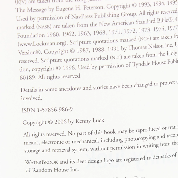 Risk Are You Willing to Trust God with Everything? by Kenny Luck 2006 PB 1st Ed