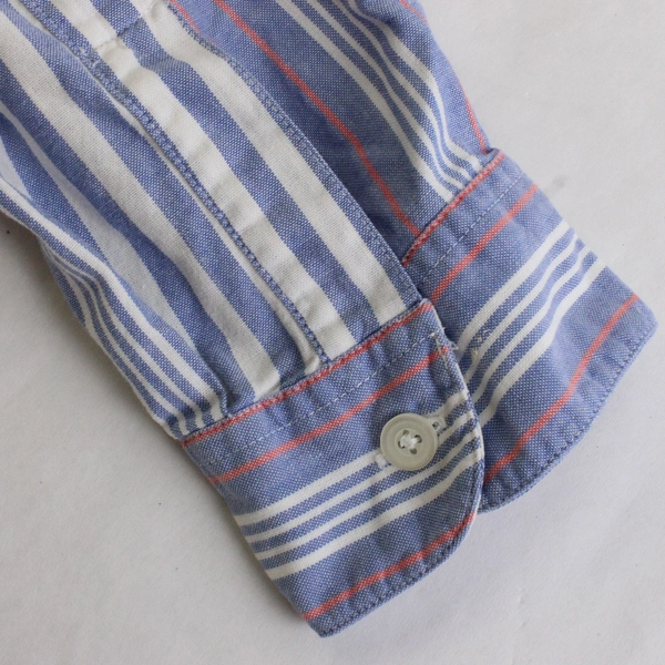 Eddie Bauer Womens Medium Striped Button Up Shirt Long Sleeve Collarless