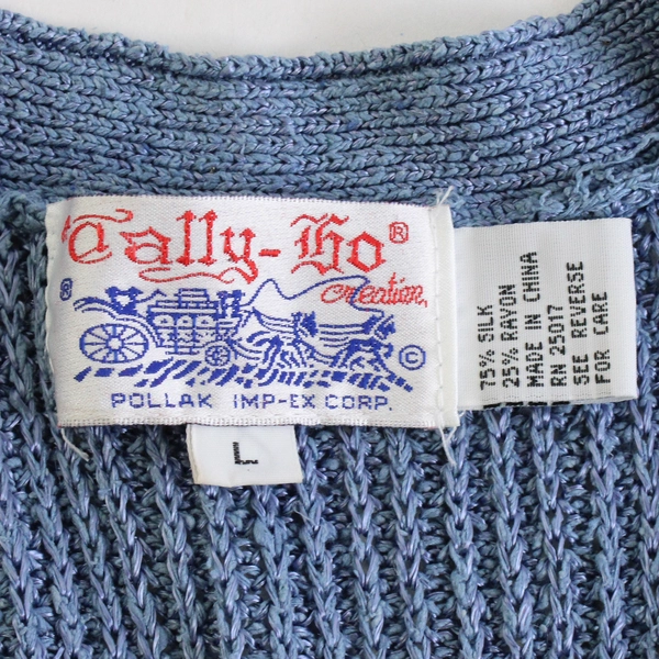 Vintage Tally-Ho Blue Sleeveless Long Vest Women's Size Large 