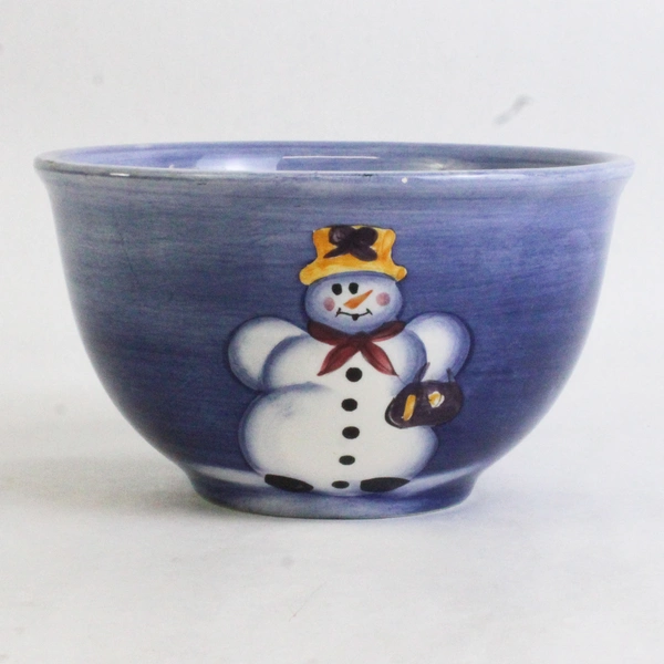 Tabletops Unlimited Snowman Hand Painted Collection Ceramic Bowl 3.5" Tall