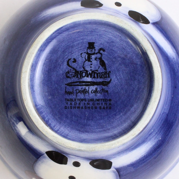 Tabletops Unlimited Snowman Hand Painted Collection Ceramic Bowl 3.5" Tall