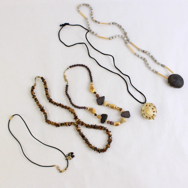 Lot of 5 Folksy Beaded and Pendant Necklaces Vintage Boho Jewelry Bundle