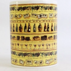 Porcelain Treasures Kitchen Utensil Holder Vines Wine Grape Pattern 6" Tall