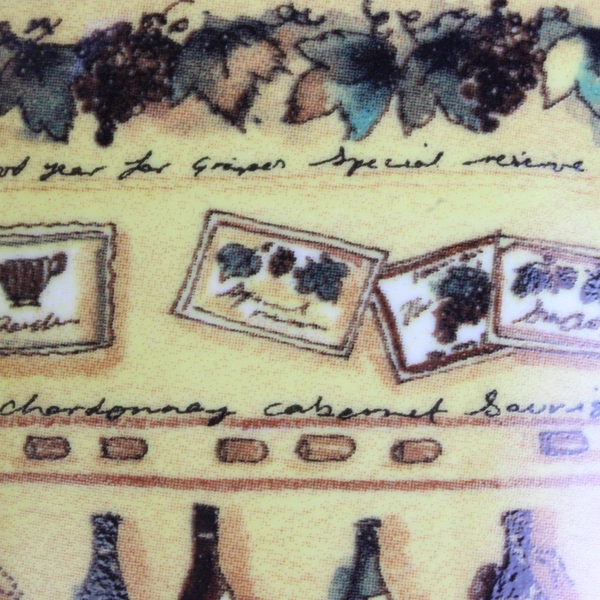 Porcelain Treasures Kitchen Utensil Holder Vines Wine Grape Pattern 6" Tall