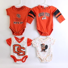Lot of 4 Oregon State University Beavers Football Infant Baby Clothes 