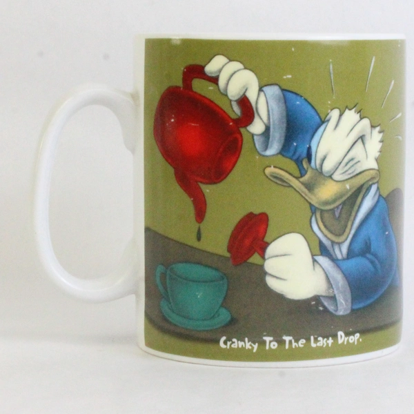 Disney Donald Duck 'Cranky To The Last Drop' Giant Ceramic Coffee Mug 5.25" Tall