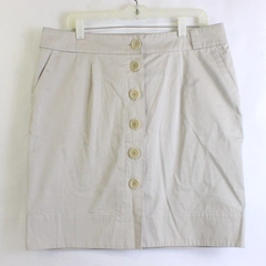 Faconnable Solid Beige Women's Button Up Skirt w/ Pockets Size 14