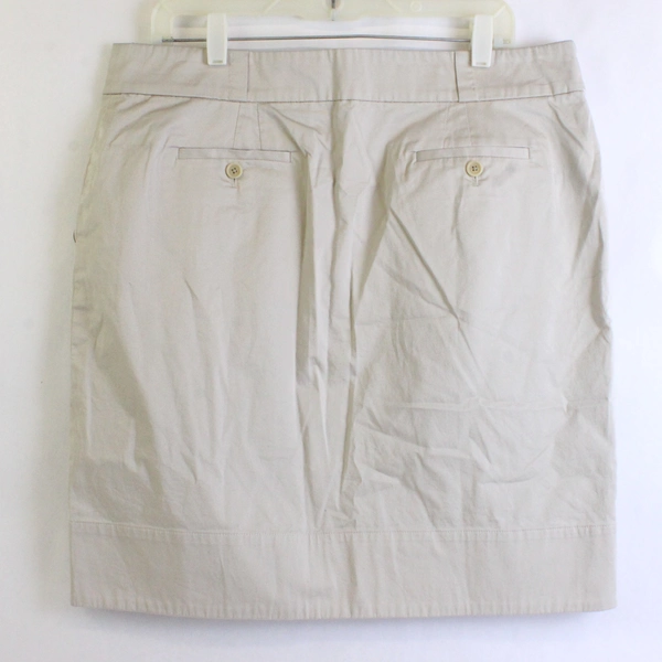 Faconnable Solid Beige Women's Button Up Skirt w/ Pockets Size 14