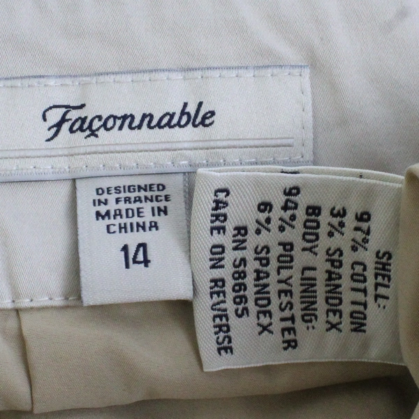 Faconnable Solid Beige Women's Button Up Skirt w/ Pockets Size 14