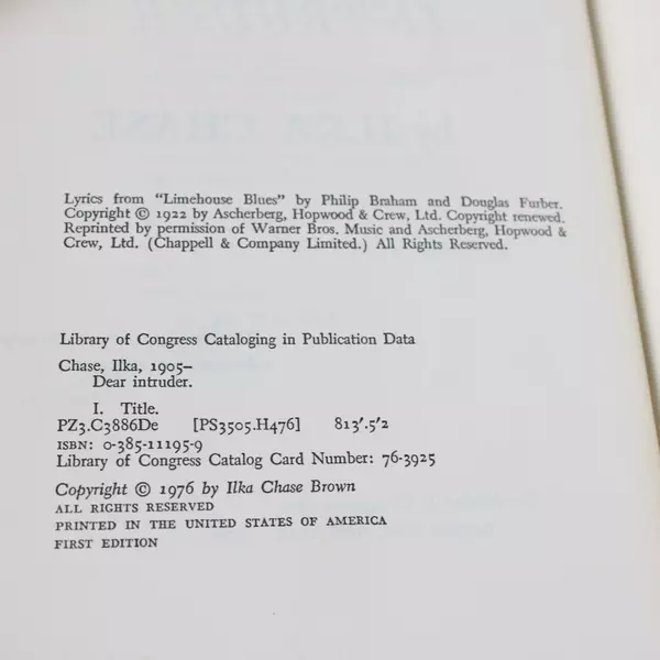 Dear Intruder by Ilka Chase Vintage Hardcover Novel Classic Fiction