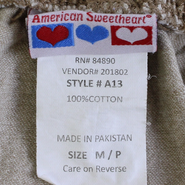 American Sweetheart Tan Pants Adjustable Waist Size Medium (Missing Drawstring)
