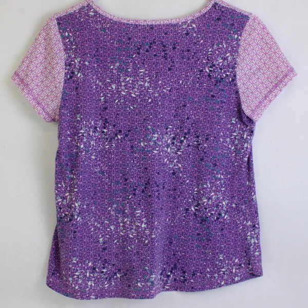 St. Johns Bay Active Purple/Pink Half Button T-Shirt, Size Petite Small