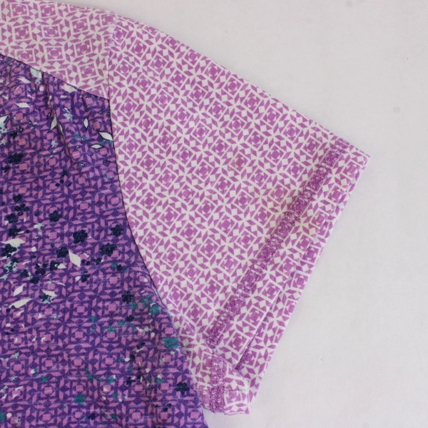 St. Johns Bay Active Purple/Pink Half Button T-Shirt, Size Petite Small