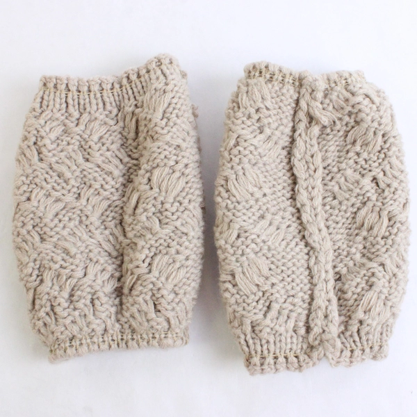 Lot of 2 Ankle Woven Warmers Beige Pair and Maroon Bedazzled Pair