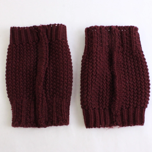 Lot of 2 Ankle Woven Warmers Beige Pair and Maroon Bedazzled Pair