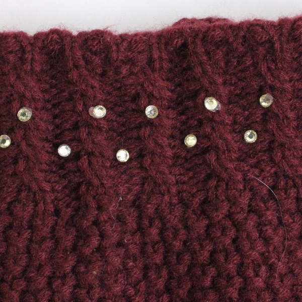 Lot of 2 Ankle Woven Warmers Beige Pair and Maroon Bedazzled Pair