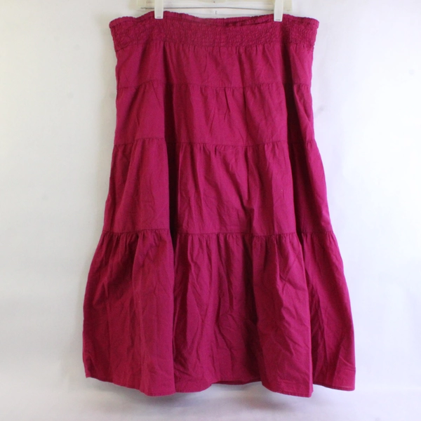 R.Q.T Women's Solid Burgundy Ruffled Cotton Skirt Size Large