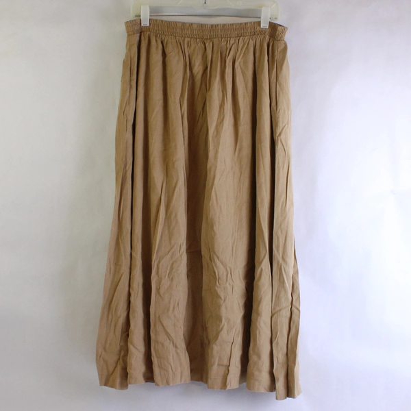 Melrose Womens Beige Button Up Skirt, Size 12 Long 