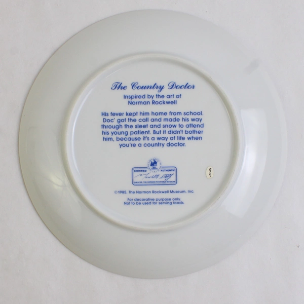 The Norman Rockwell Museum 'The Country Doctor' 1985 Decorative Plate 6.5"