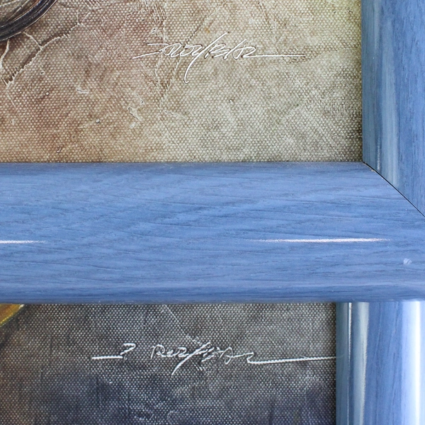 Lot of 2 x Joyce Roybal Whimsical Kids Framed Acrylic Oil Prints 18" x14.5" 